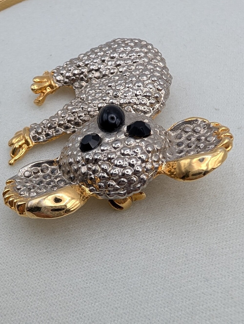 Vintage Koala Bear Brooch Gold Silver Tone Textured Animal Statement Pin - Picture 5 of 6